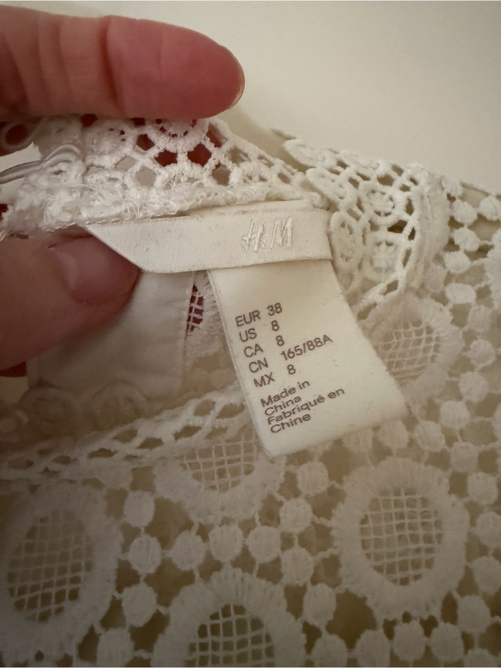 H&M Cream Floral Crochet Long Sleeve Top - Picture 2 of 3